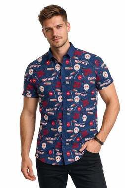 NEW MENS GRAPHIC FRIDAY THE 13TH BUTTON UP SHORT SLEEVE SHIRT Small NWT Horror